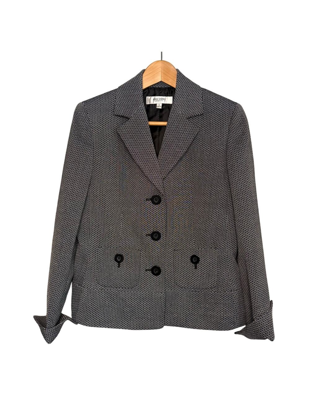 Jones Studio Black Tweed Blazer Jacket Women’s 6 Textured 3-Button Lined